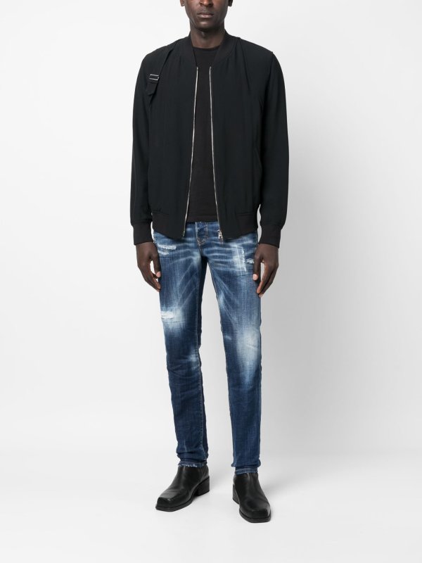 DSQUARED2: straight leg jeans online - Distressed cool guy jeans