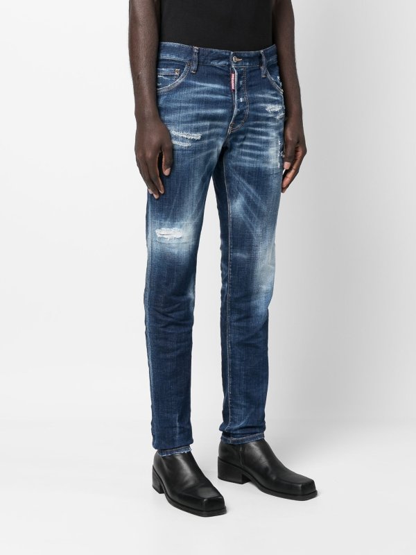 iKRIX DSQUARED2: straight leg jeans - Distressed cool guy jeans