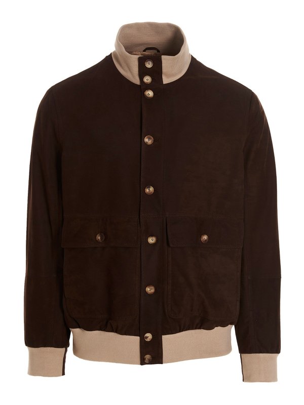 BRUNELLO CUCINELLI: casual jackets - Suede bomber jacket