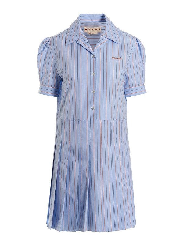 Marni: abiti corti - Vestito camicia in cotone a righe