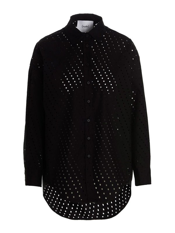Nude: camicie - Camicia in cotone traforato