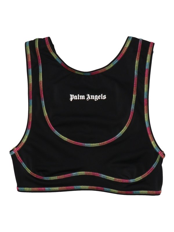Palm Angels: Top e canotte - Top sportivo rainbow miami