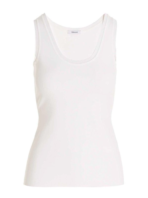 SALVATORE FERRAGAMO: Tops y camisetas sin mangas - Top - Blanco
