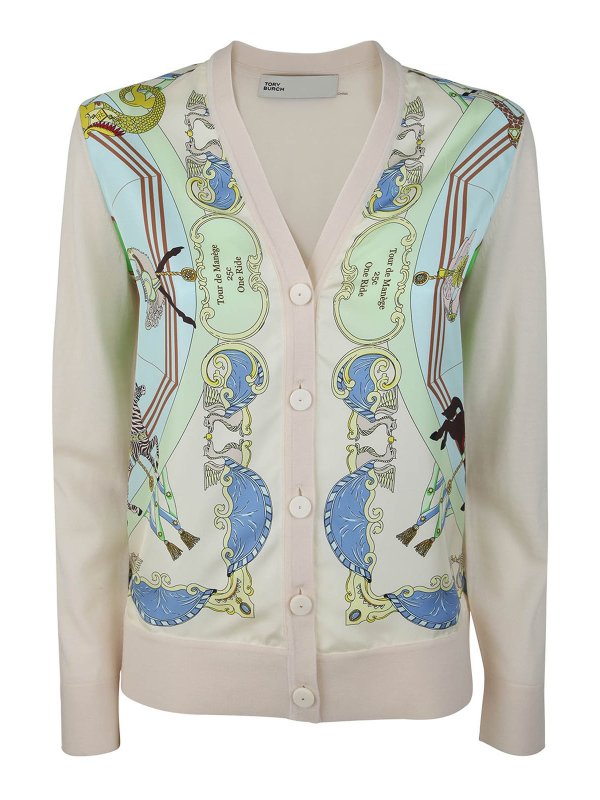 TORY BURCH: cardigans - Carousel silk front cardigan