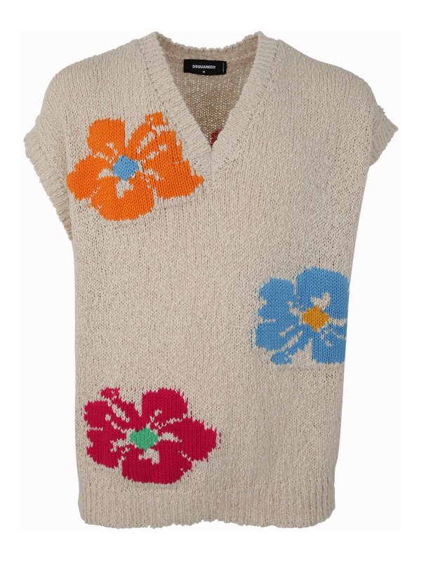 DSQUARED2: Gilets tricot - Gilet - Marron