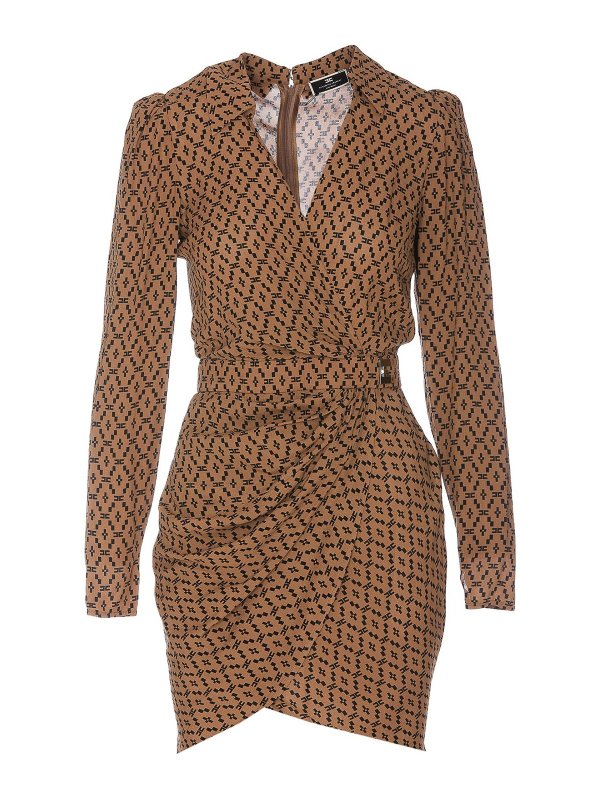 ELISABETTA FRANCHI: ニーレングスドレス - 膝丈ドレス - ブラウン
