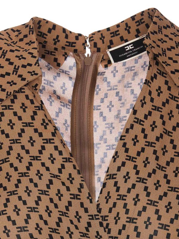 膝丈ドレス - ブラウン shop online: ELISABETTA FRANCHI