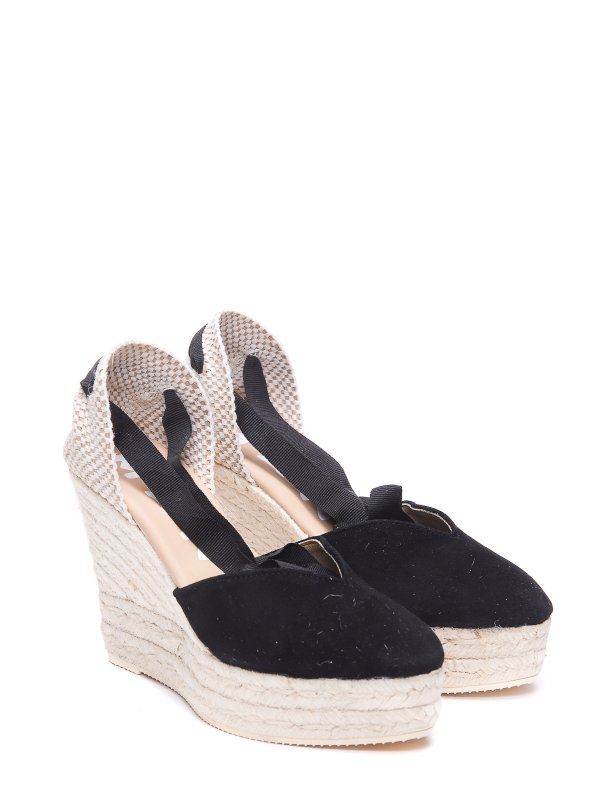 Espadrillas scamosciate con zeppa shop online: MANEBI