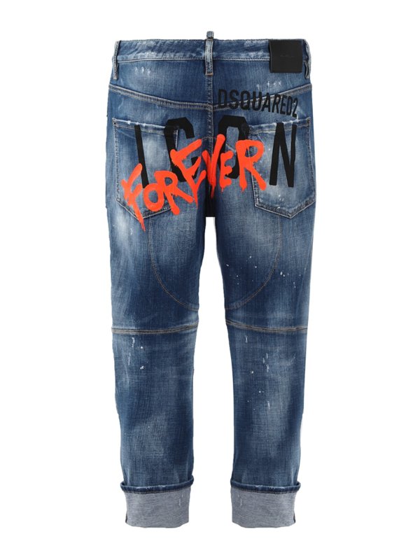DSQUARED2: straight leg jeans online - Jeans with graffiti