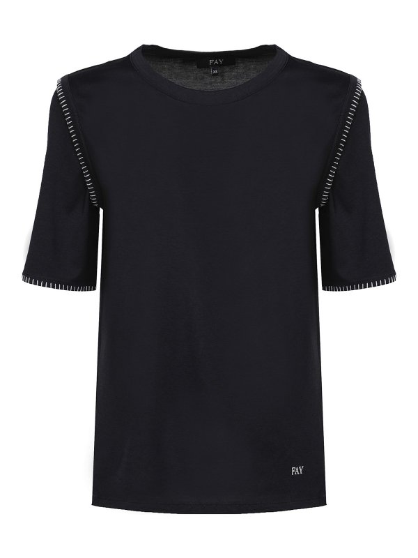 FAY: t-shirts - Long t-shirt with stitching