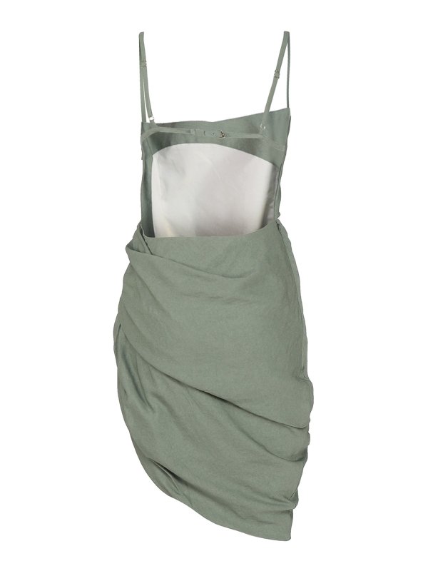 Jacquemus Asymmetric dreaped dress Dark Green 213DR1061020560