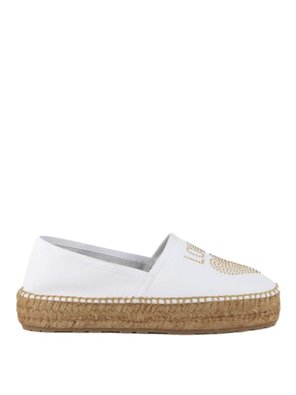 LOVE MOSCHINO: espadrilles - White fabric espadrilles without laces