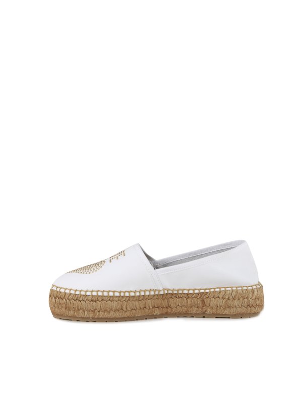 White fabric espadrilles without laces shop online: LOVE MOSCHINO