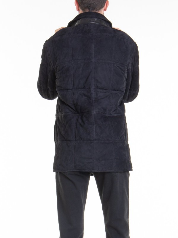 Black leather down jacket shop online: BRIONI