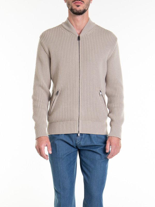 BRIONI: cardigans online - Beige wool sweater