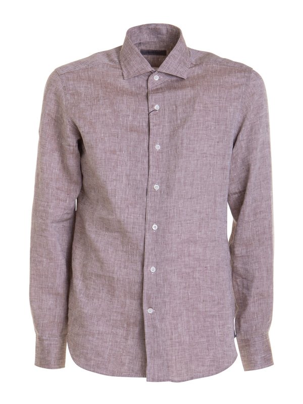 CORNELIANI: camicie - Camicia di lino beige