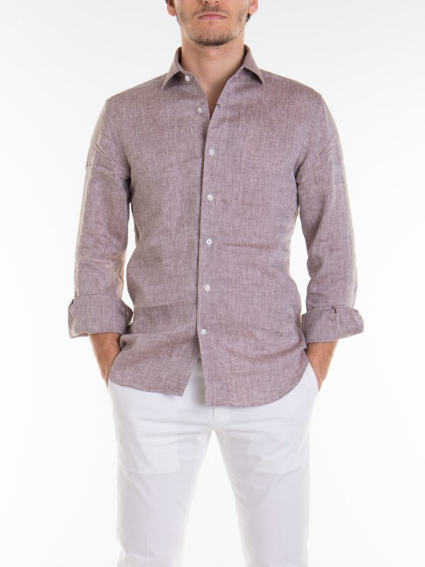 CORNELIANI: camicie online - Camicia di lino beige