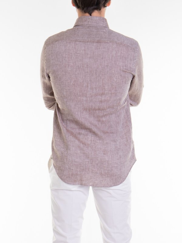 Camicia di lino beige shop online: CORNELIANI