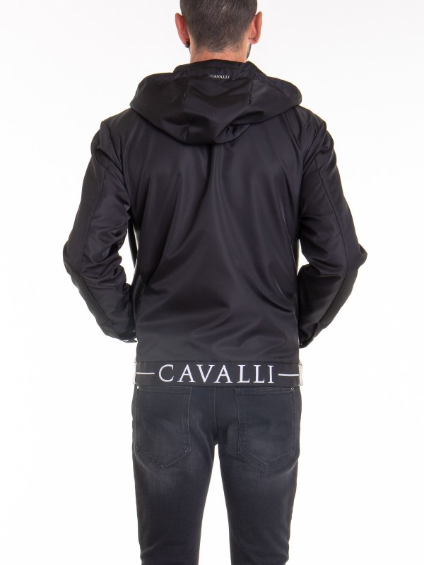 Black leather blend jacket shop online: ROBERTO CAVALLI