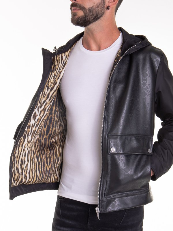 ROBERTO CAVALLI buy online Black leather blend jacket