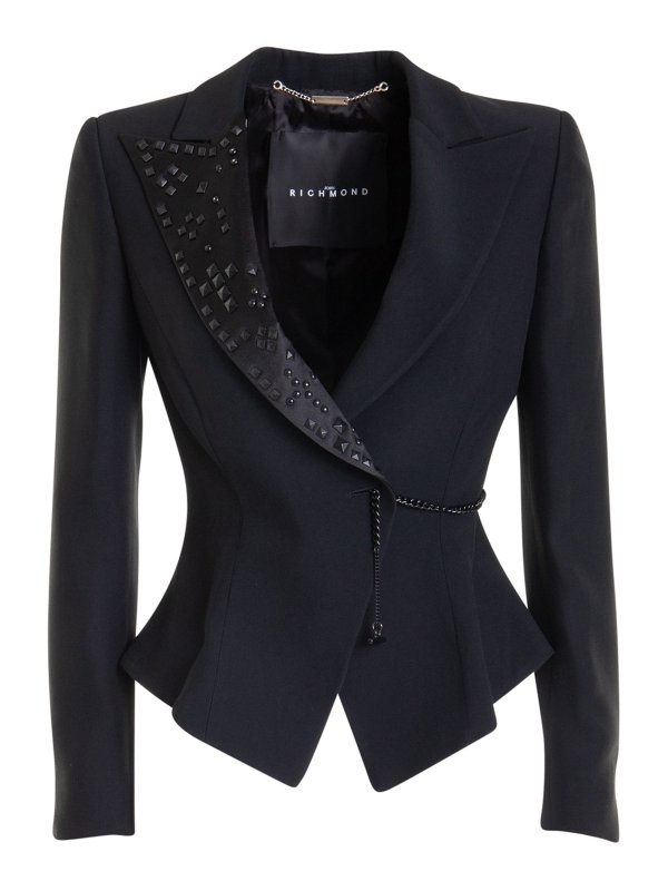 JOHN RICHMOND: blazers - Black tech fabric jacket