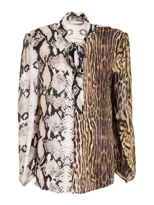 ROBERTO CAVALLI: shirts - Beige tech fabric shirt