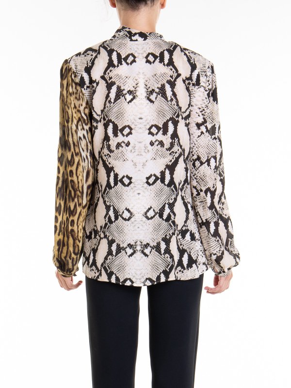 Beige tech fabric shirt shop online: ROBERTO CAVALLI