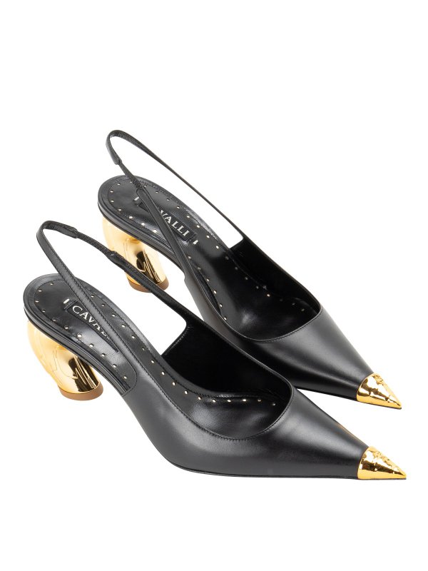 ROBERTO CAVALLI: court shoes online - Black leather plateau