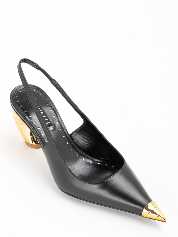 Black leather plateau shop online: ROBERTO CAVALLI