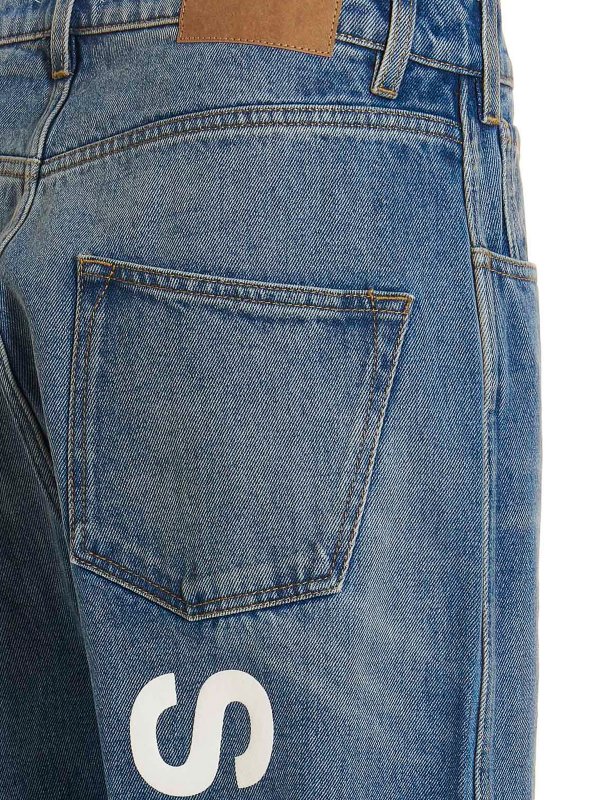 Graphic denim jeans with contrast print shop online: 1989