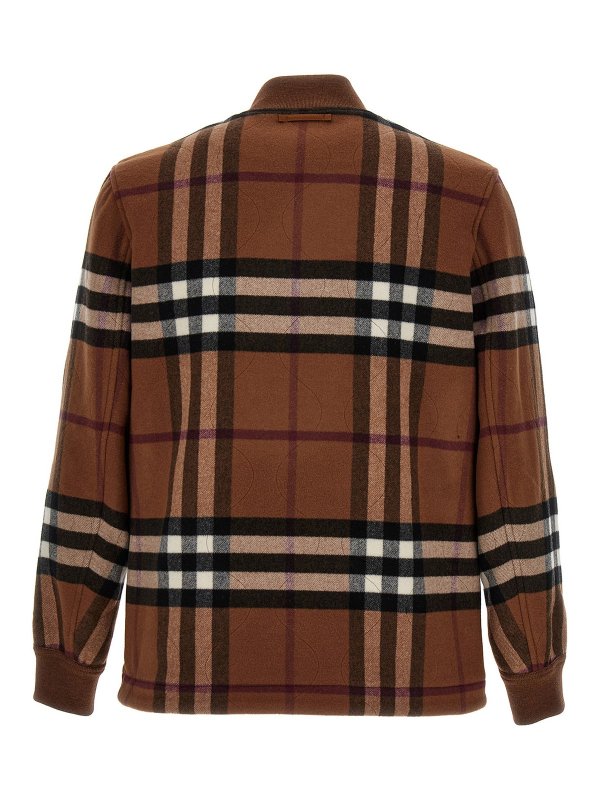 BURBERRY: casual jackets online - Check wool bomber jacket