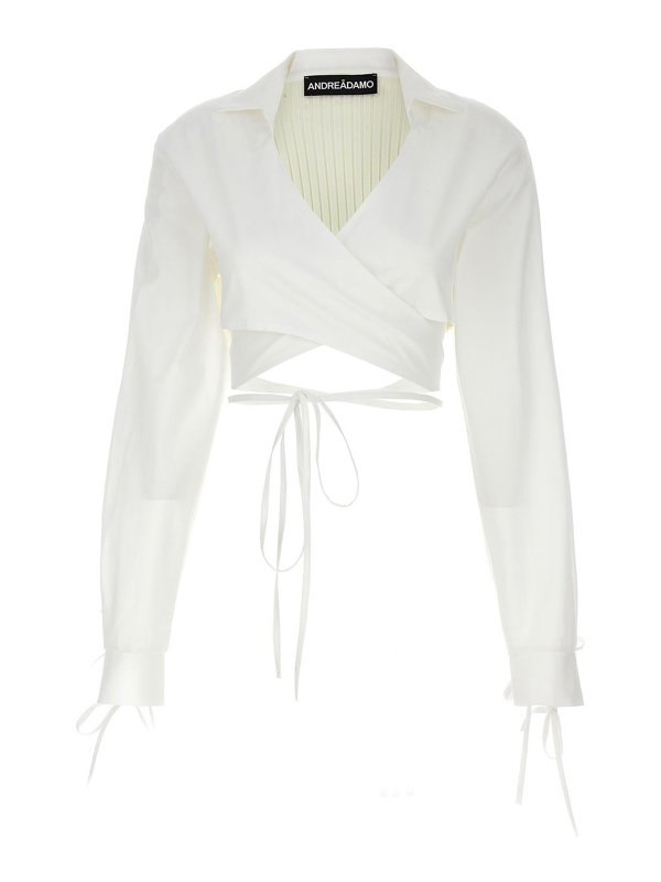 ANDREĀDAMO: Tops & Tank tops - Criss cross cropped shirt