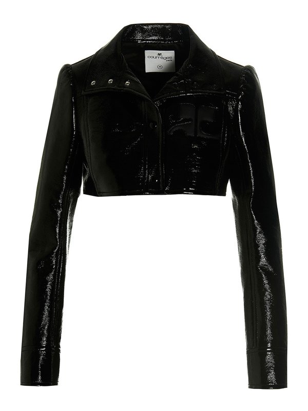 Courreges: leather jacket - Vinyl cropped jacket