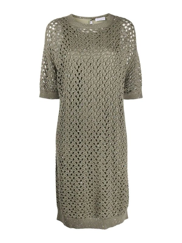 BRUNELLO CUCINELLI: ニーレングスドレス - 膝丈ドレス - 緑