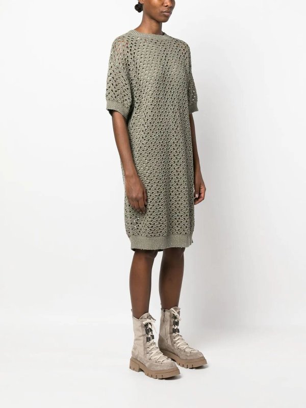 BRUNELLO CUCINELLI: ニーレングスドレス online - 膝丈ドレス - 緑