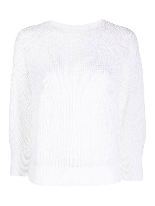 PESERICO: U-Boot-Ausschnitt - U-Boot-Pullover - Weiß