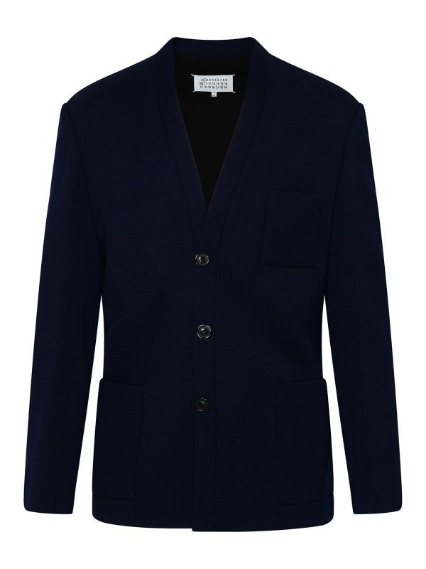 Maison Margiela: Vestes de costume - Blazer - Bleu