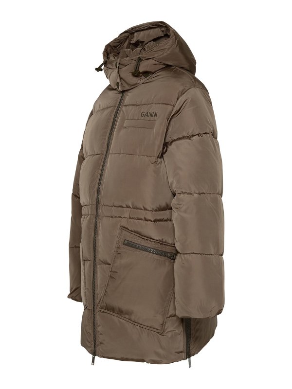 GANNI: Lange Daunenmäntel online - Daunenmantel - Beige