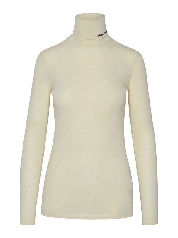 JIL SANDER: maglia a collo alto e polo - T-shirt in misto lana bianca