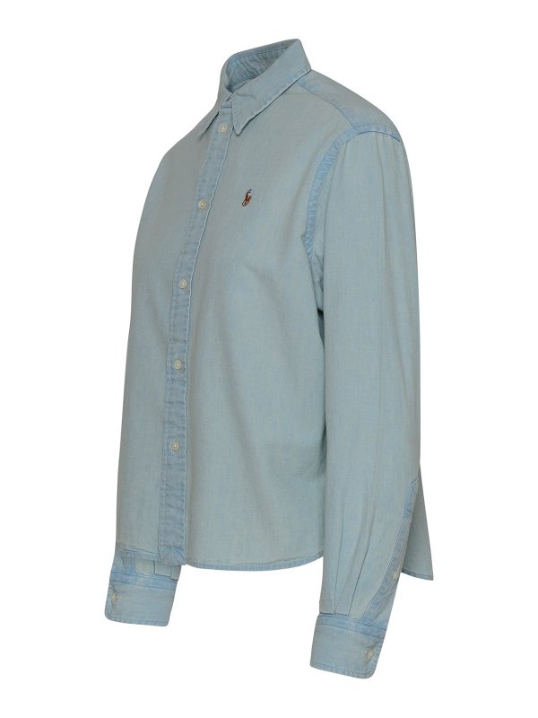 POLO RALPH LAUREN: shirts online - Light blue cotton denim shirt