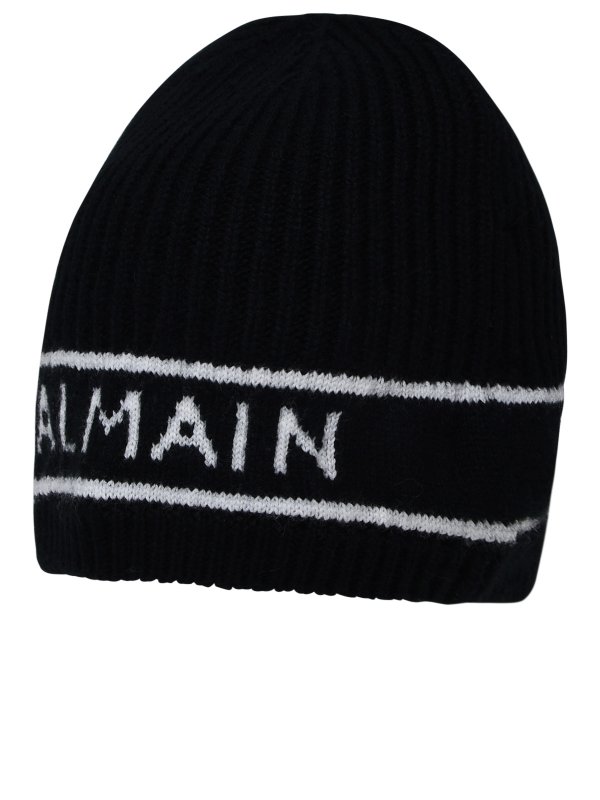 Balmain: hats & caps online - Black wool blend cap