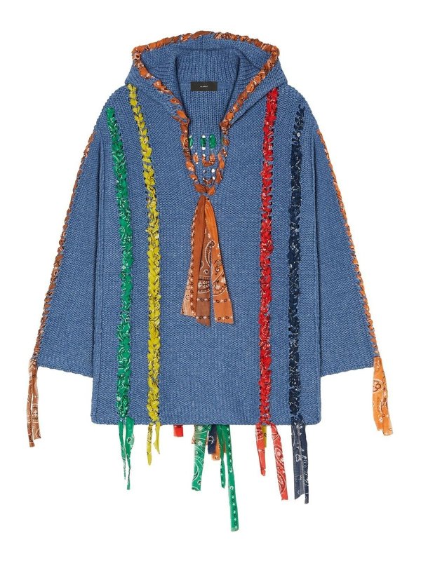 ALANUI: Strickpullover mit V-Ausschnitt - V-Pullover - Hellblau