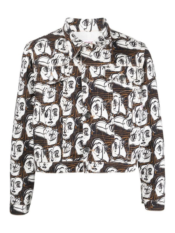 CHARLES JEFFREY LOVERBOY: denim jacket - Art face-print denim jacket