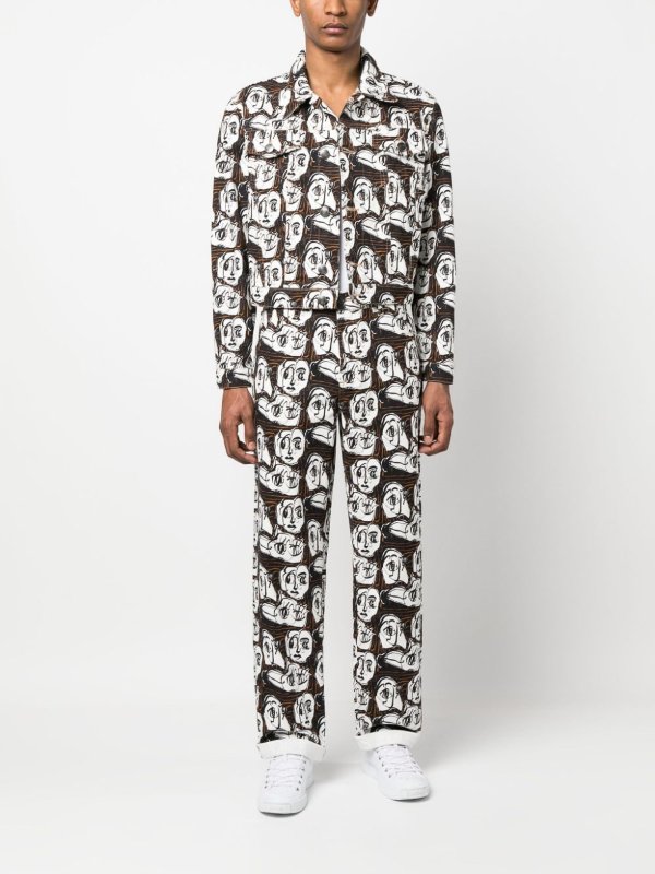 CHARLES JEFFREY LOVERBOY: denim jacket online - Art face-print denim jacket