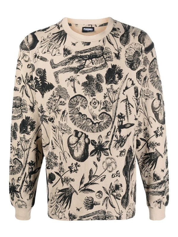 PLEASURES: Sweatshirts & Sweaters - Graphic-print waffle-knit jumper