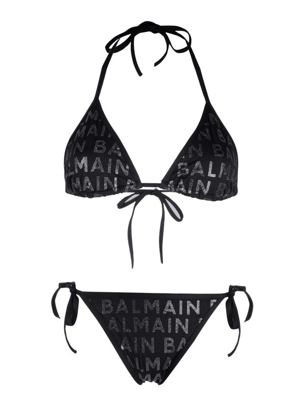 Balmain: bikini - Bikini a triangolo con logo
