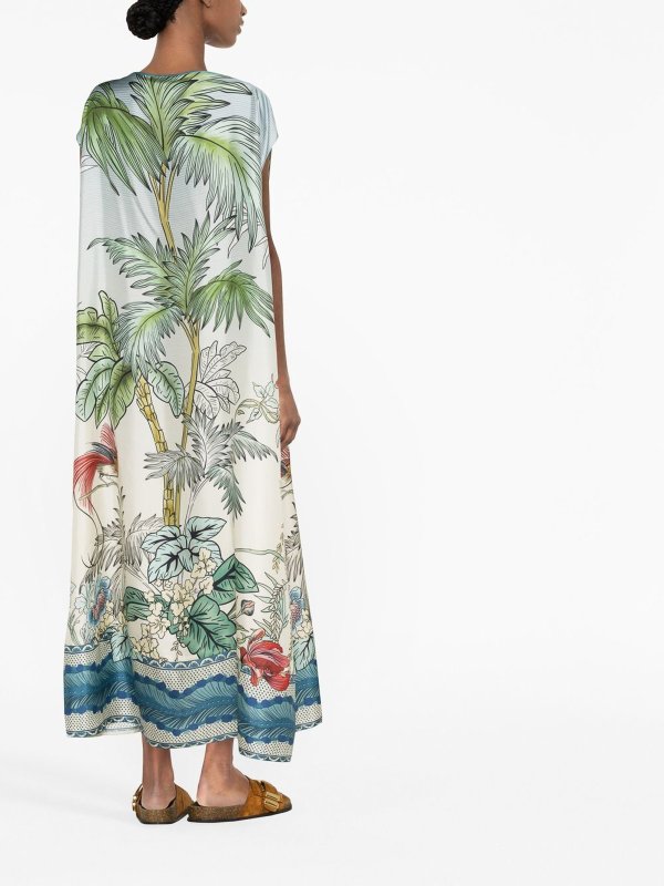 Short printed silk kaftan dress shop online: F.R.S FOR RESTLESS SLEEPERS