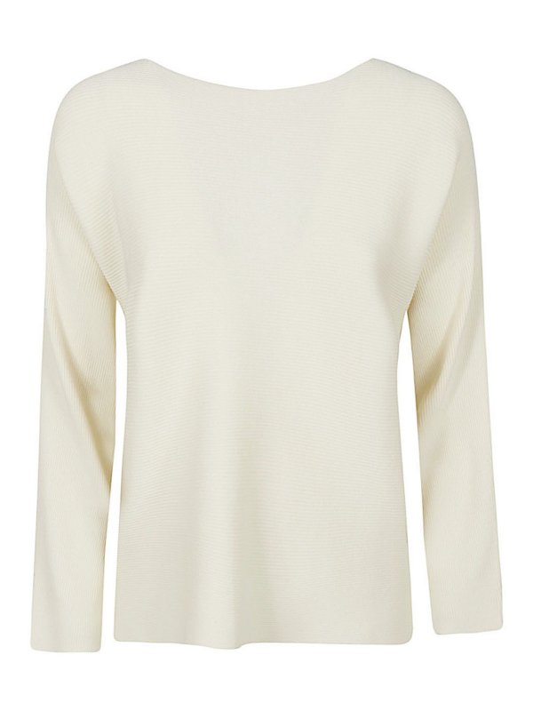 LIVIANA CONTI: Strickpullover mit Rundhalsausschnitt - Rundhalspullover - Beige