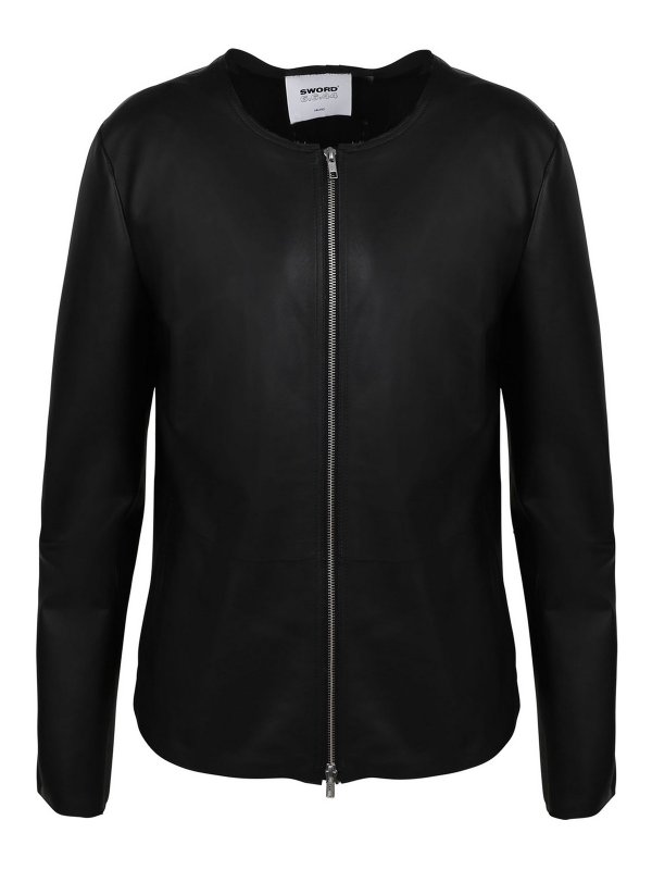 S.W.O.R.D 6.6.44: leather jacket - Crew neck jacket with zip