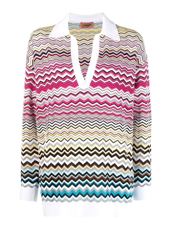 MISSONI: Strickpullover mit V-Ausschnitt - V-Pullover - Bunt